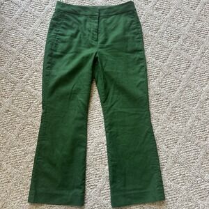 J.Crew Kelsey Pants Women's 6 Green Linen Blend Flared Leg Ankle Crop Trousers